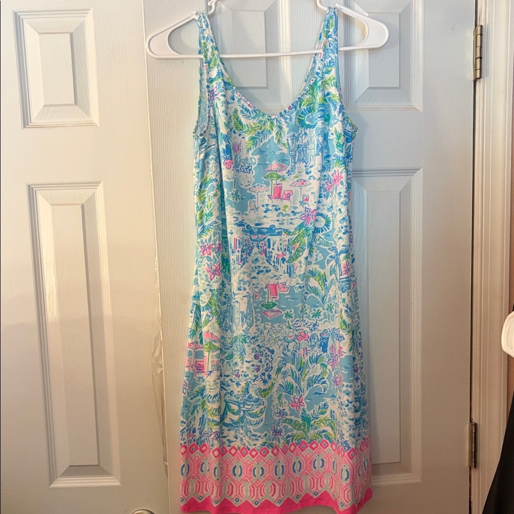 Lilly Pulitzer Blue and Pink Midi Dress